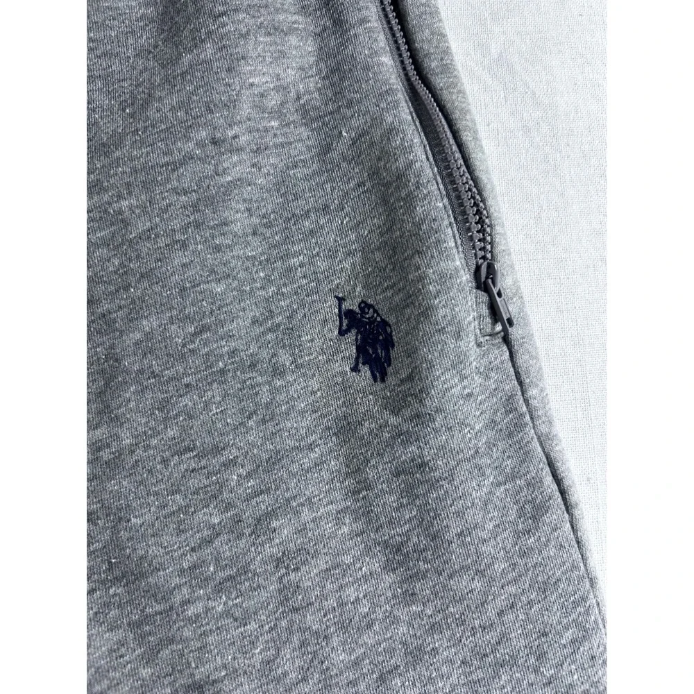 US Polo Assn Mens Heather Gray Fleece Jogger Sweatpants XL Zip Pockets‎ 11CB640